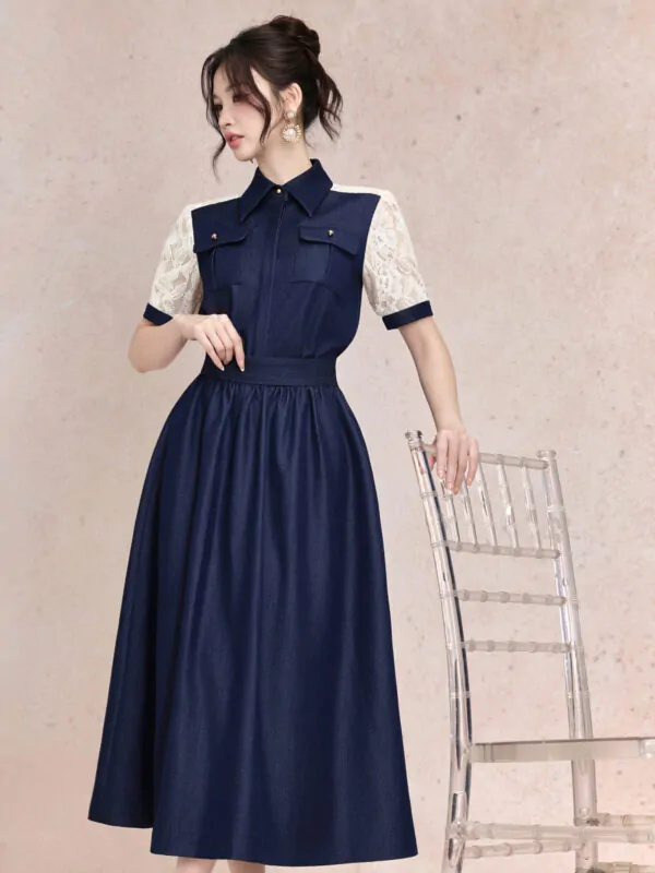 Chân váy bò rút nhăn cạp 5cm túi sườn