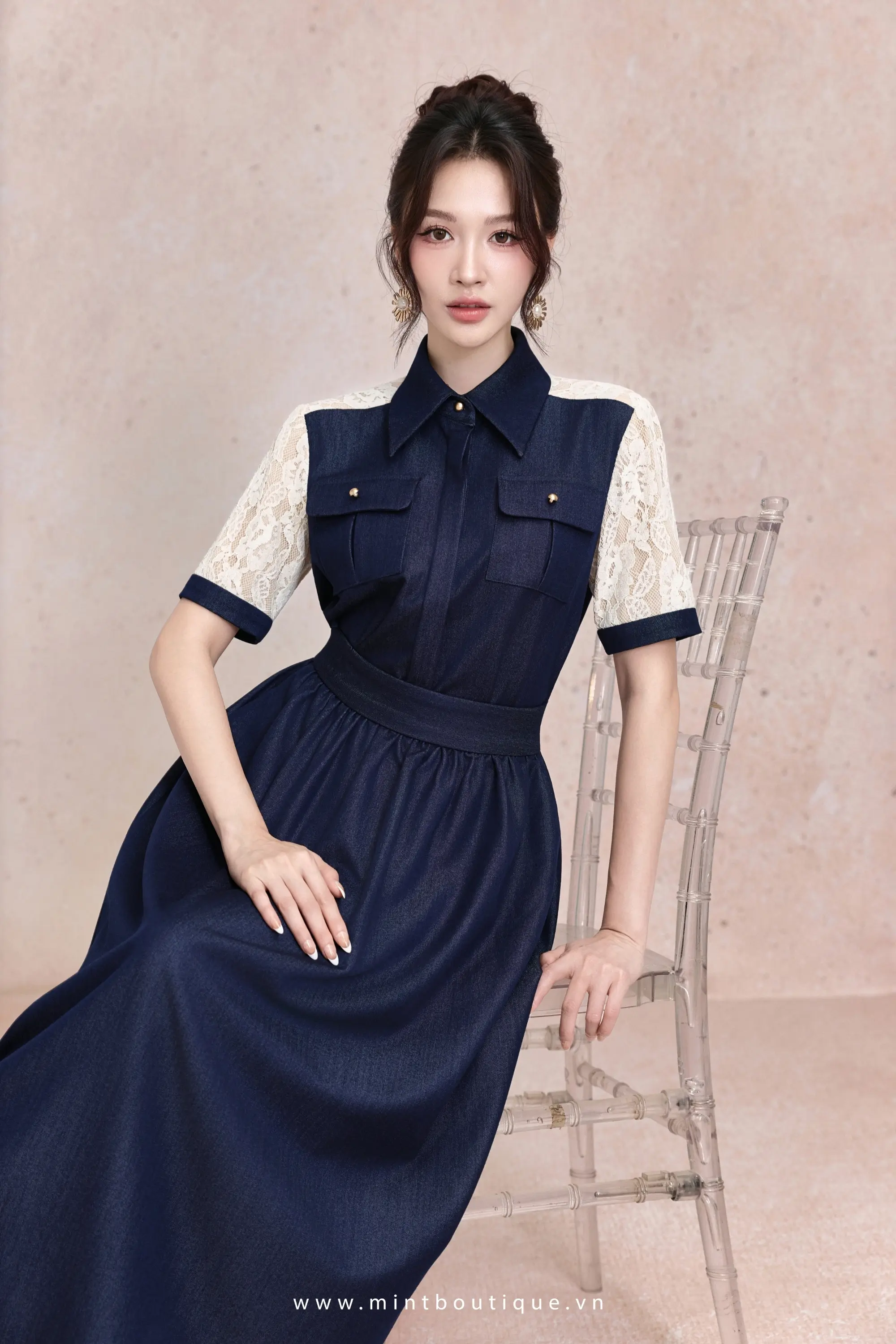 Áo bò phối ren kem - Image 2