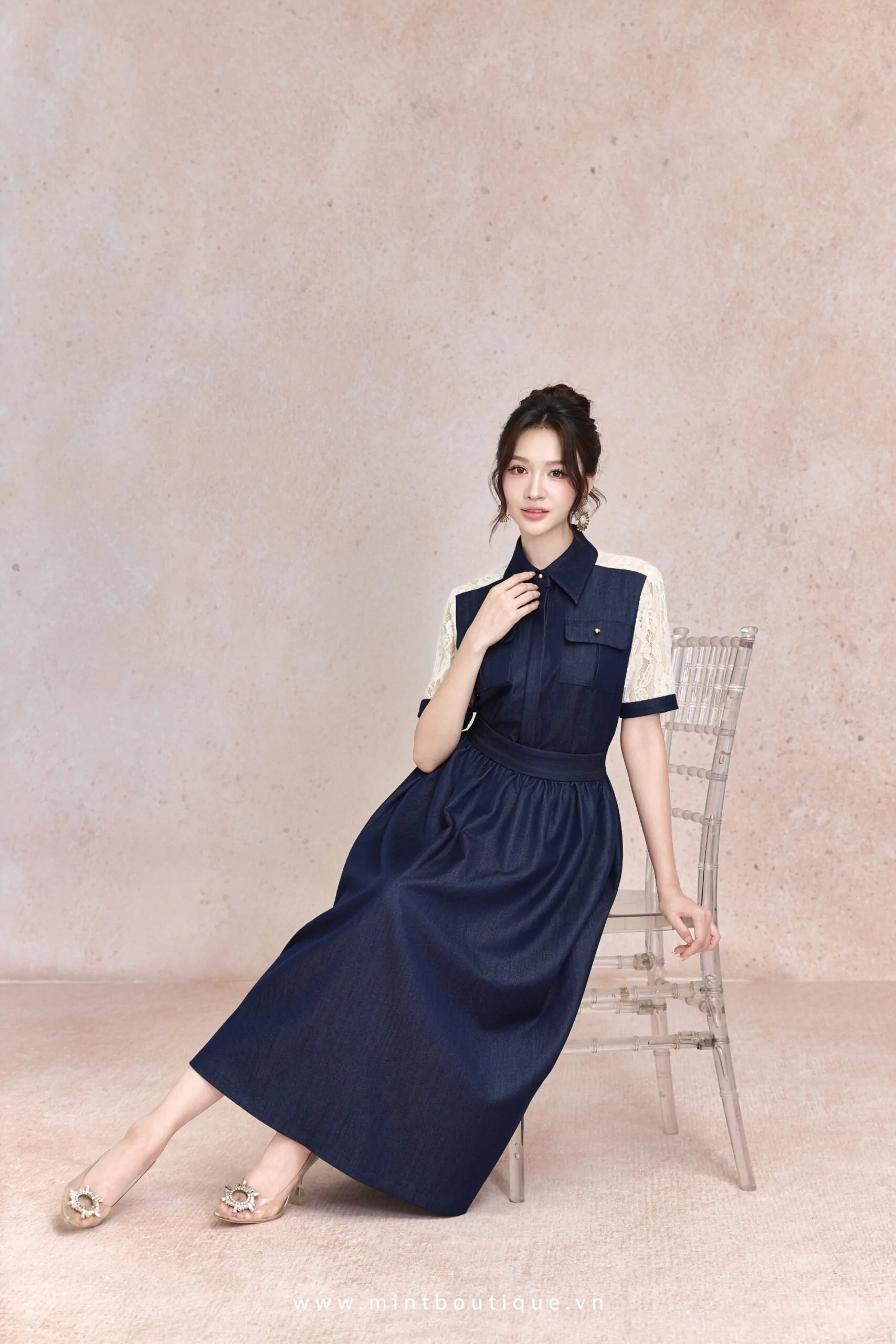 Chân váy bò rút nhăn cạp 5cm túi sườn - Image 2