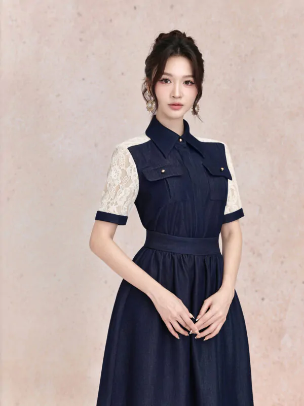 Áo bò phối ren kem