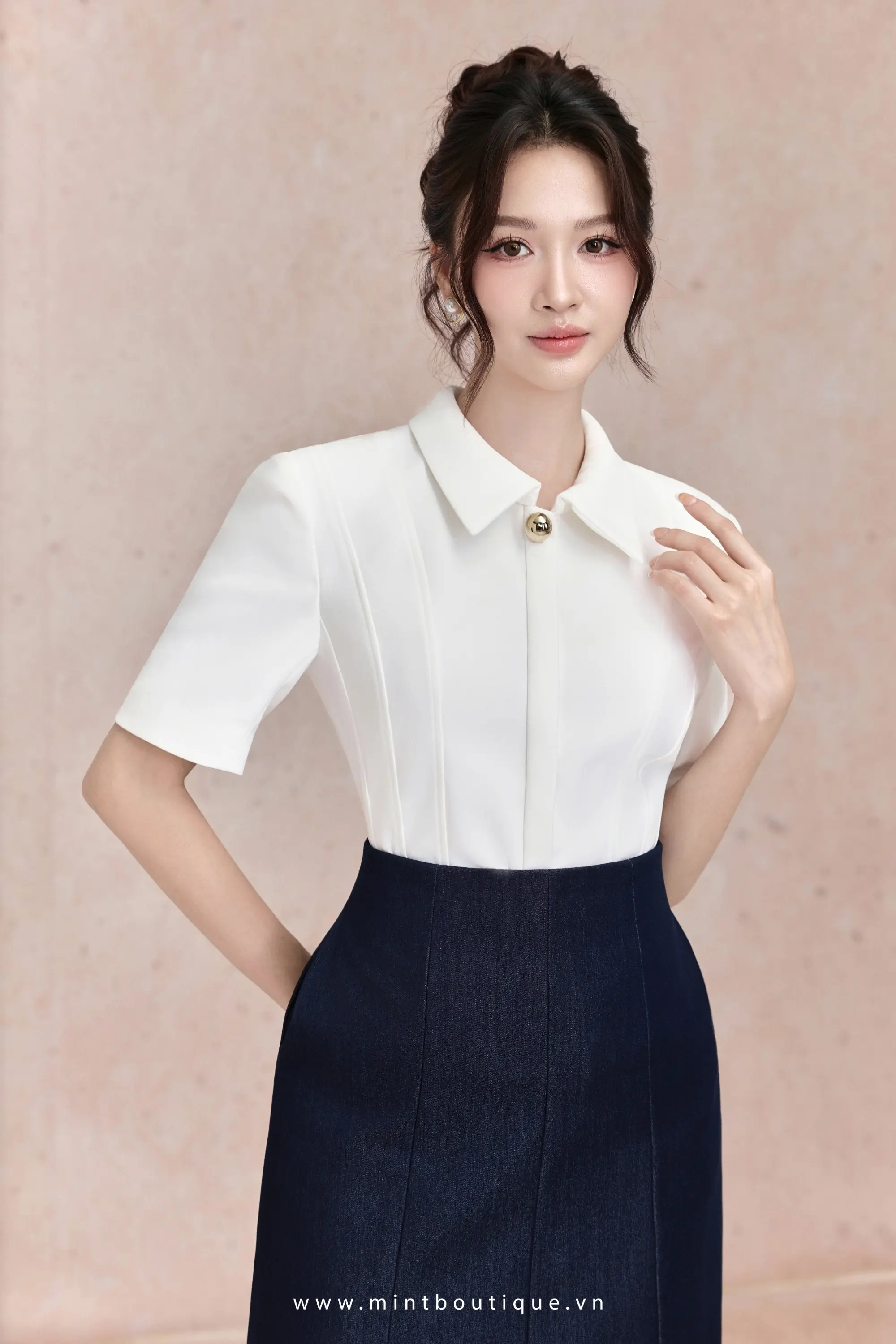 Áo tuyết mưa trắng cổ đức không chân bổ mảnh 2 lớp - Image 5