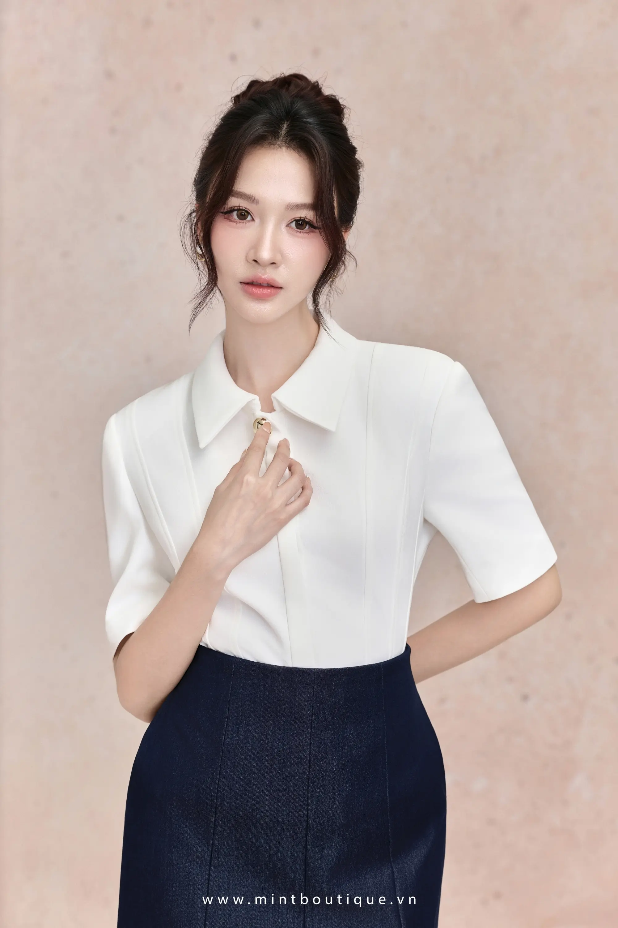 Áo tuyết mưa trắng cổ đức không chân bổ mảnh 2 lớp - Image 4