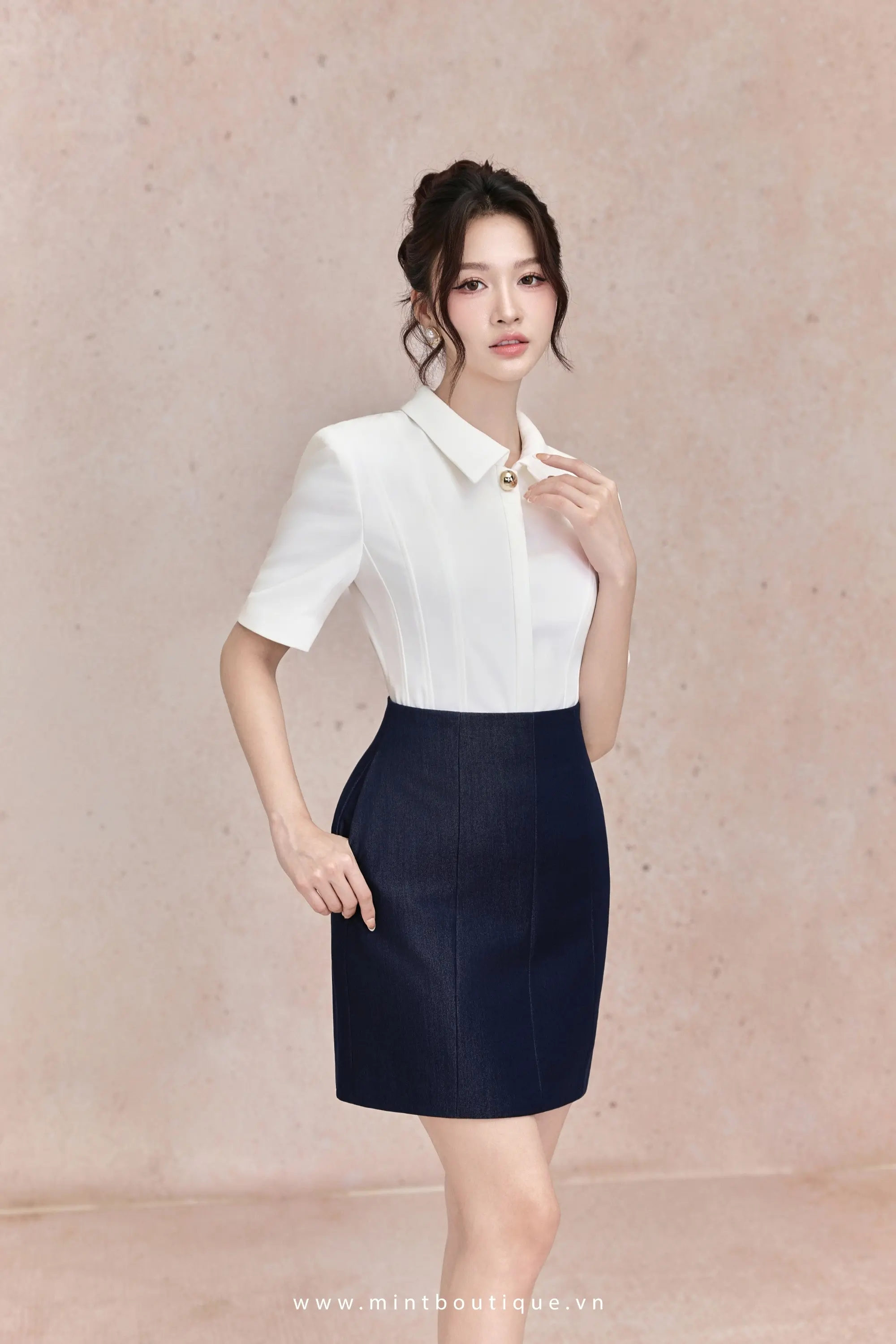 Áo tuyết mưa trắng cổ đức không chân bổ mảnh 2 lớp - Image 3